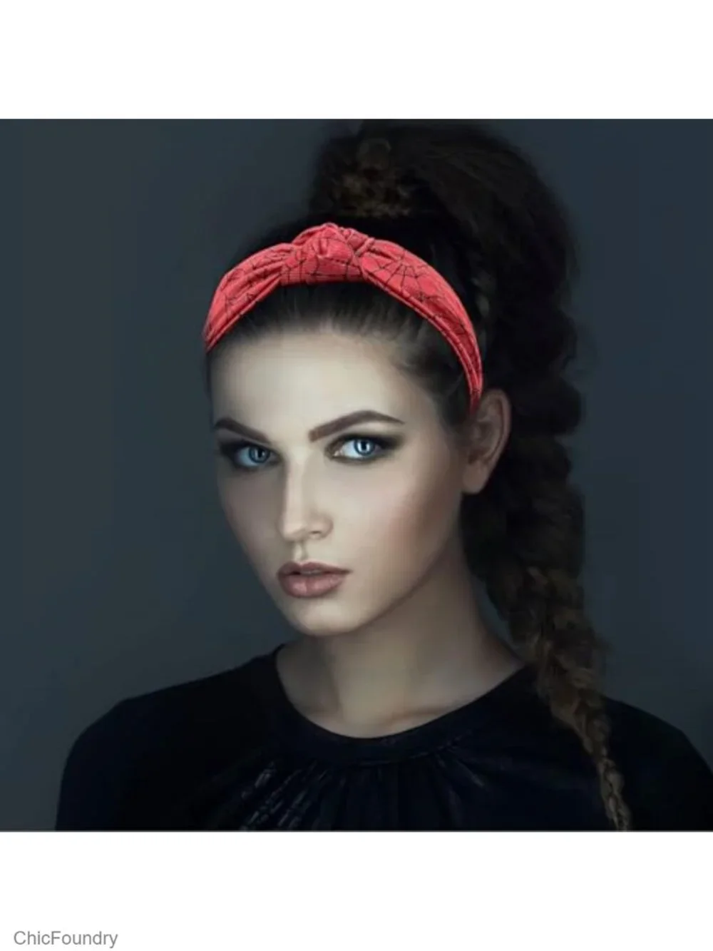Halloween Spider Web Headband Women Wide Top Knot Hair Accessory Costume Party
